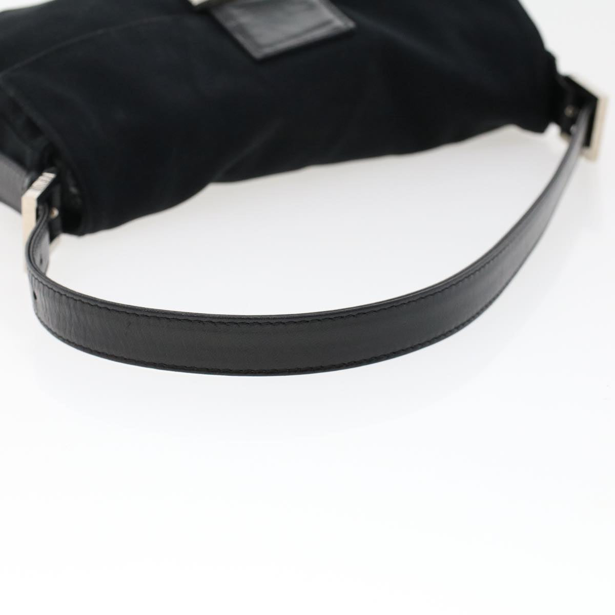 FENDI Mamma Baguette Shoulder Bag Nylon Leather Black 47648