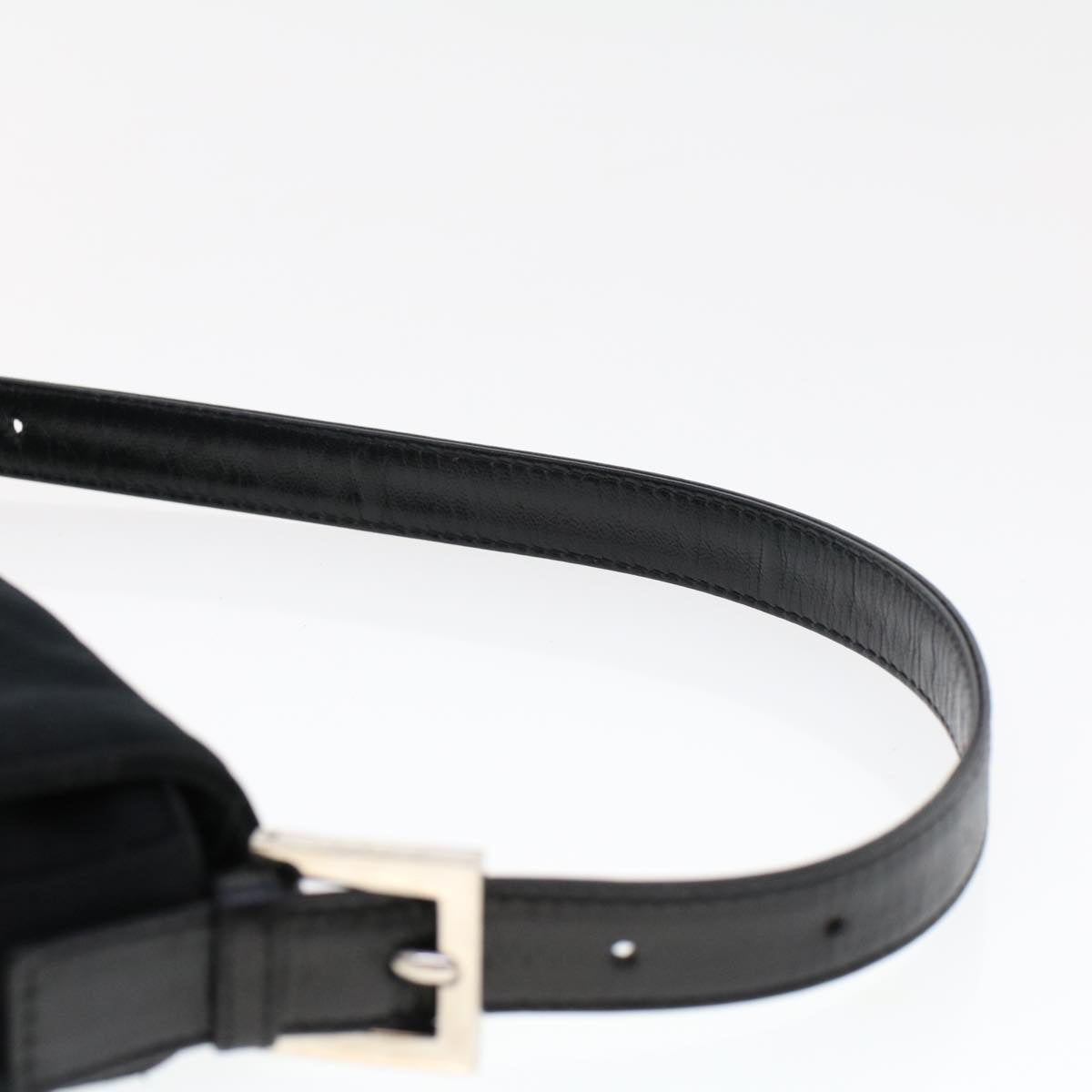 FENDI Mamma Baguette Shoulder Bag Nylon Leather Black 47648