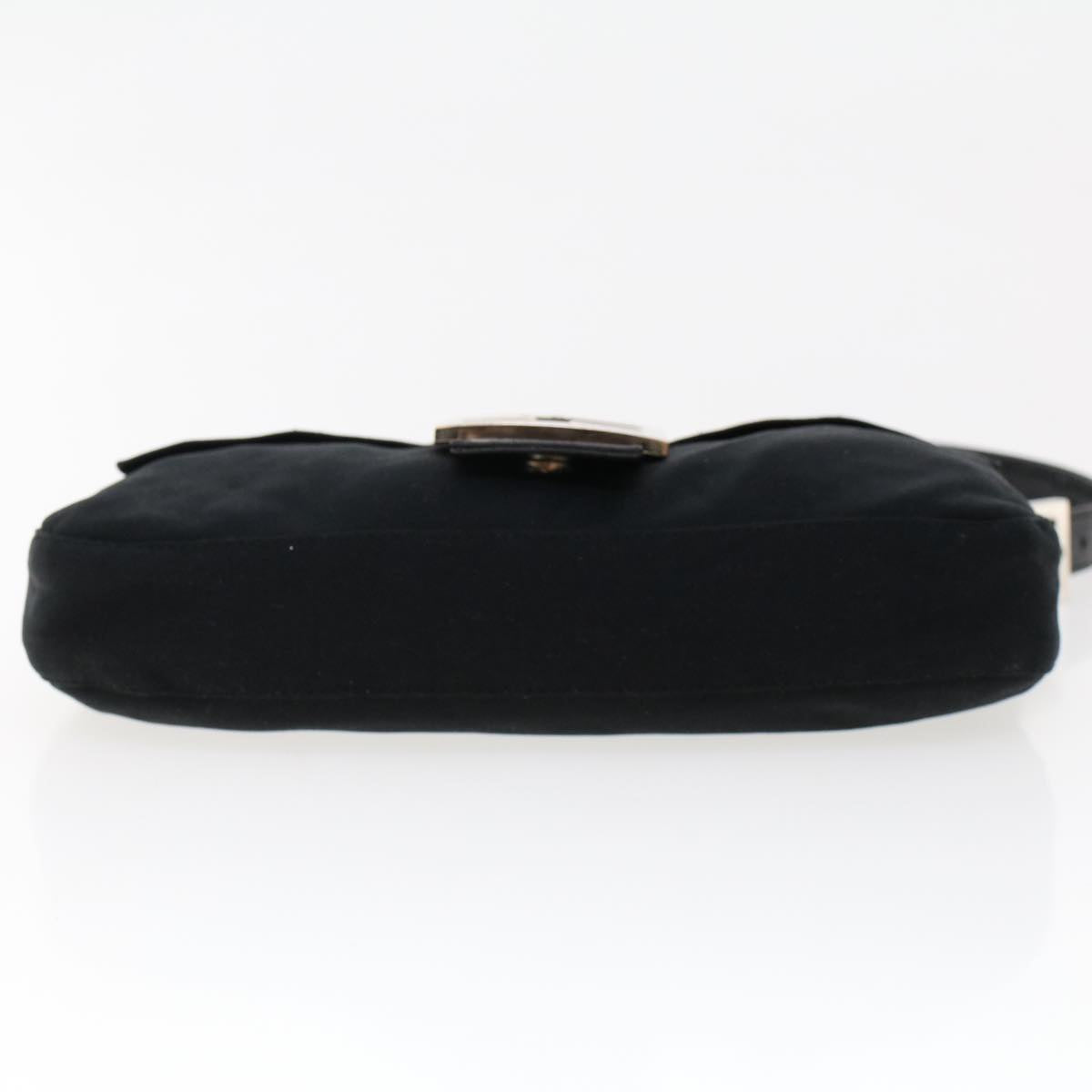 FENDI Mamma Baguette Shoulder Bag Nylon Leather Black 47648