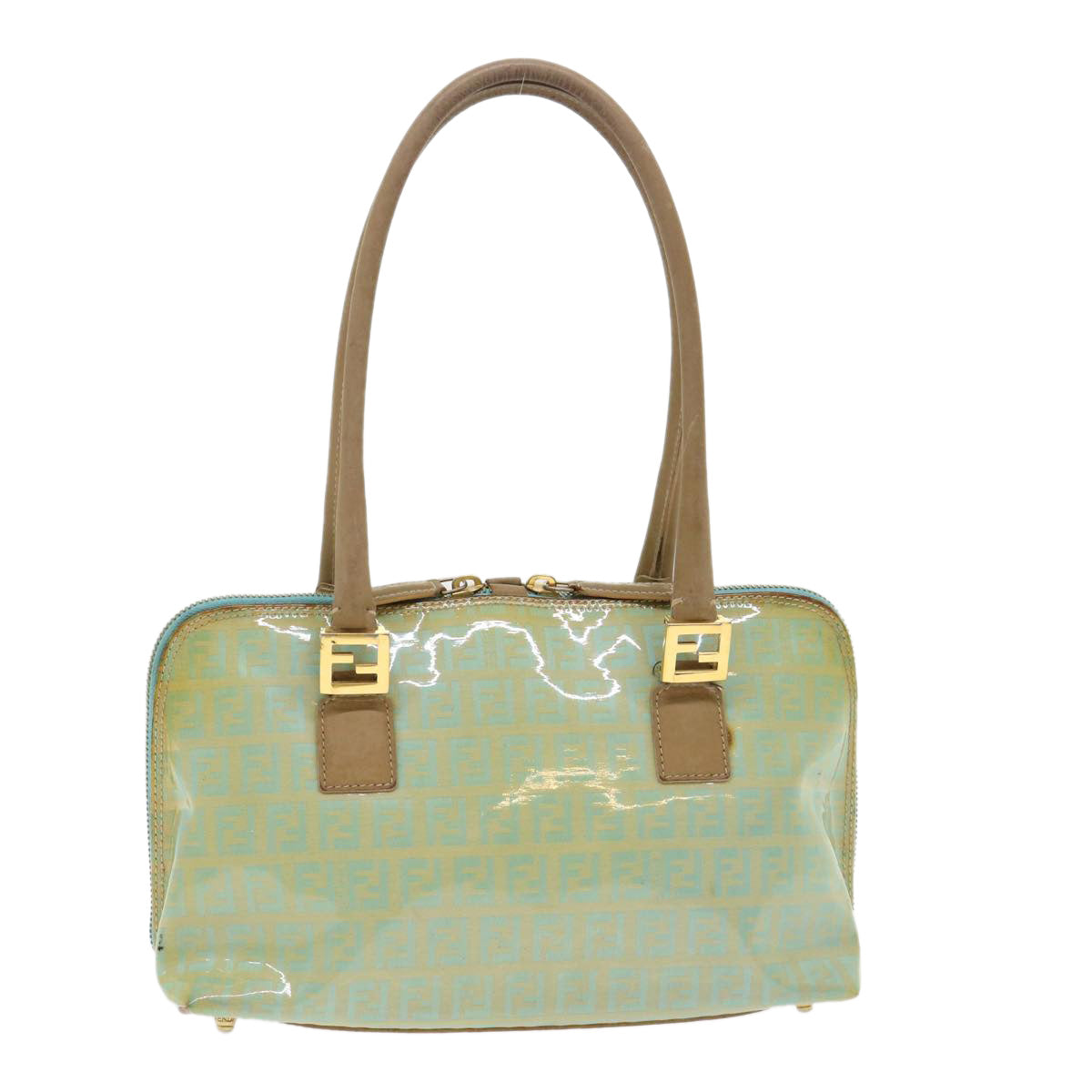 FENDI Zucchino Canvas Hand Bag Enamel Light Blue 47649