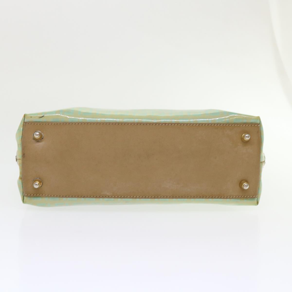 FENDI Zucchino Canvas Hand Bag Enamel Light Blue 47649