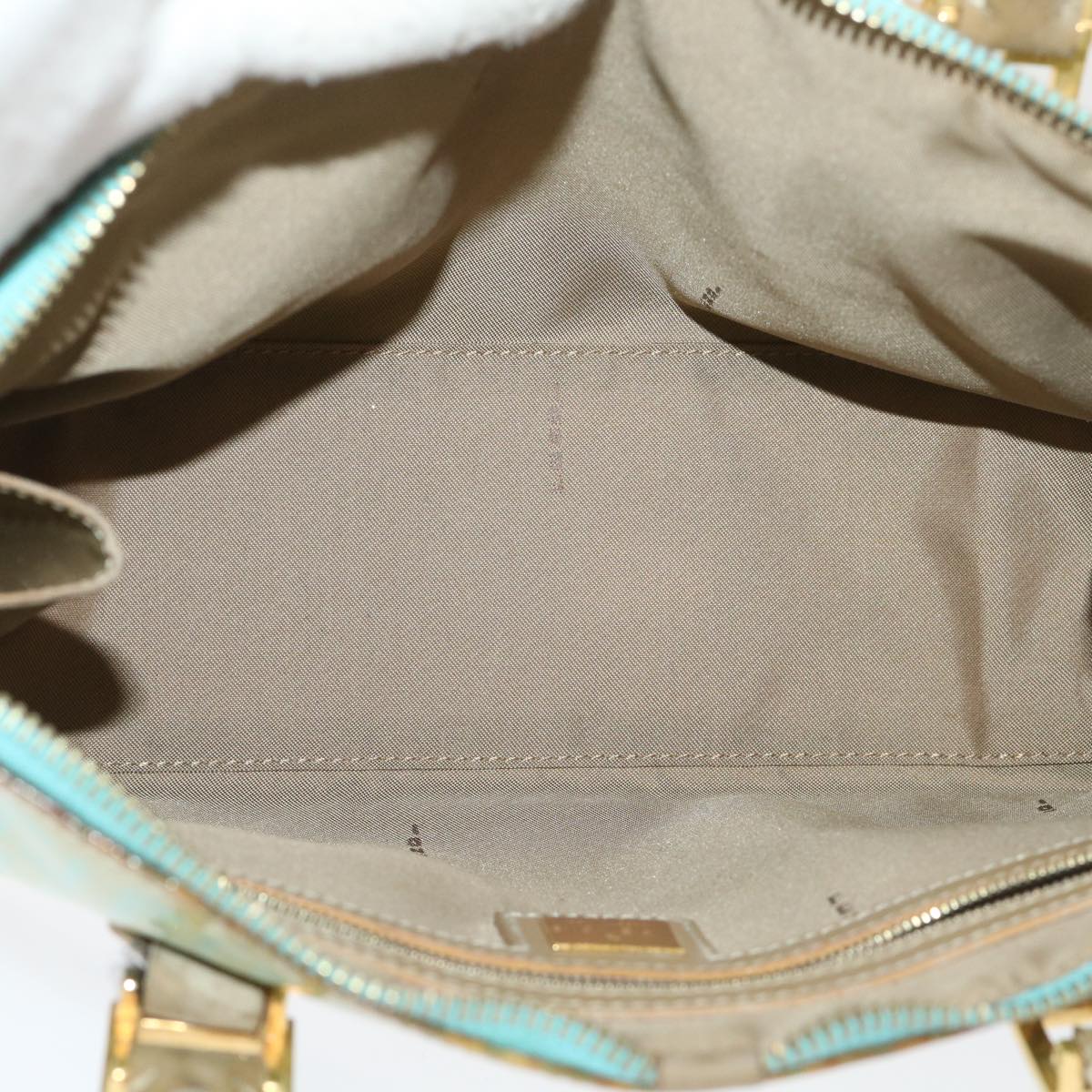 FENDI Zucchino Canvas Hand Bag Enamel Light Blue 47649