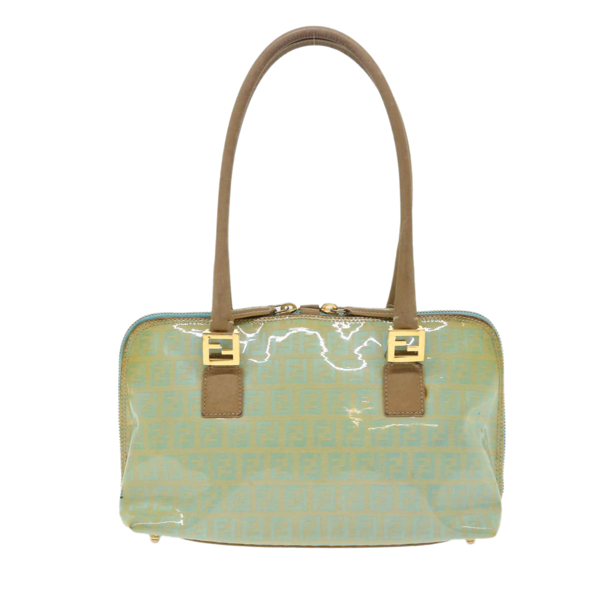 FENDI Zucchino Canvas Hand Bag Enamel Light Blue 47649
