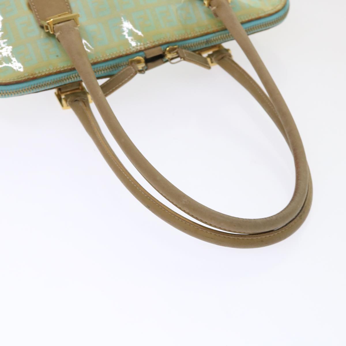 FENDI Zucchino Canvas Hand Bag Enamel Light Blue 47649