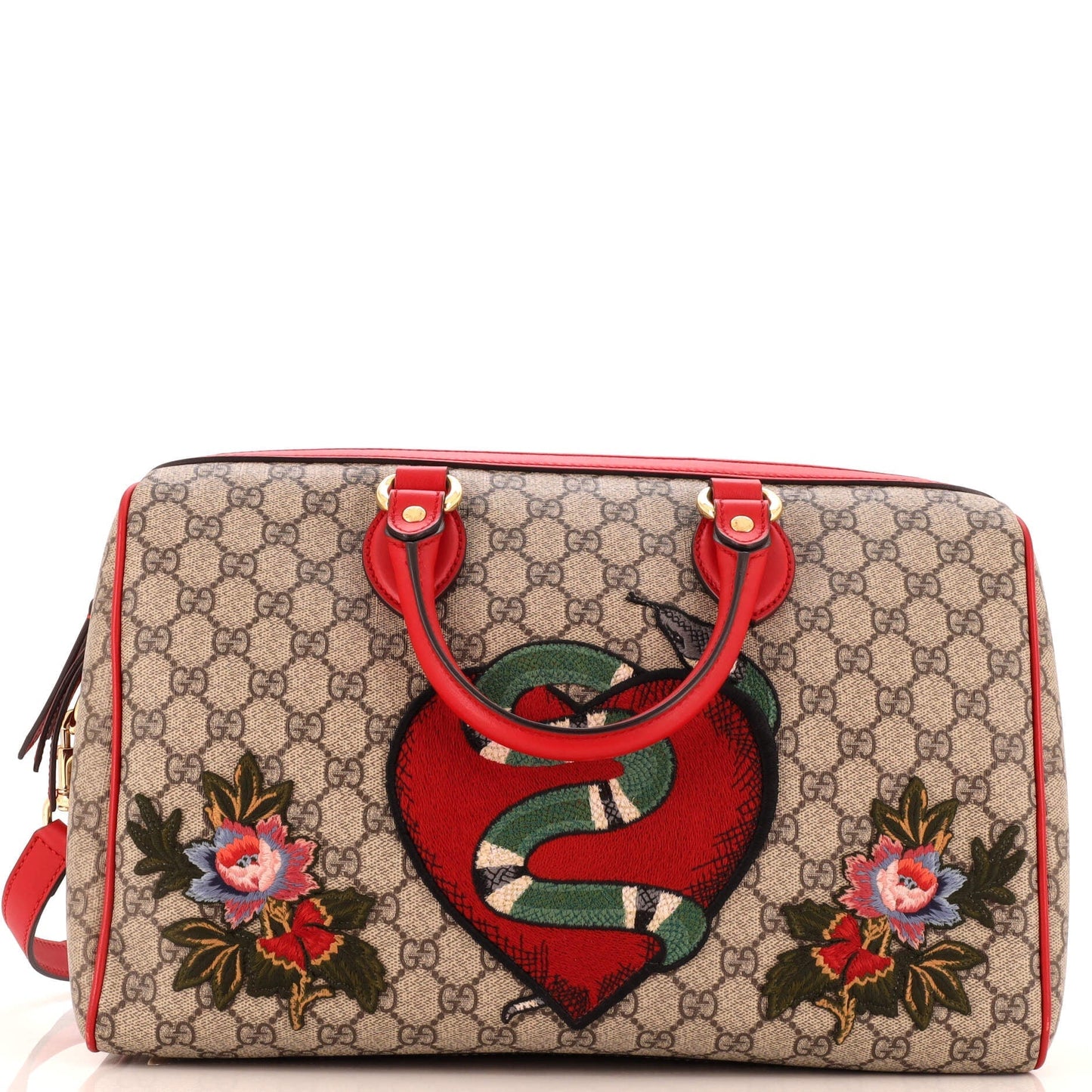 Convertible Boston Bag Embroidered GG Coated Canvas Medium