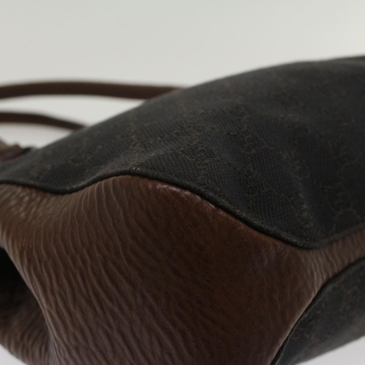 GUCCI GG Canvas Tote Bag Black Brown 47993
