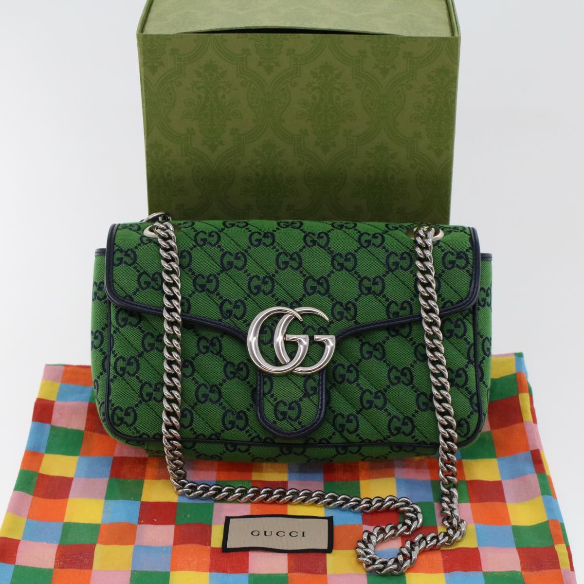 GUCCI GG Marmont Chain Shoulder Bag Green 47997A