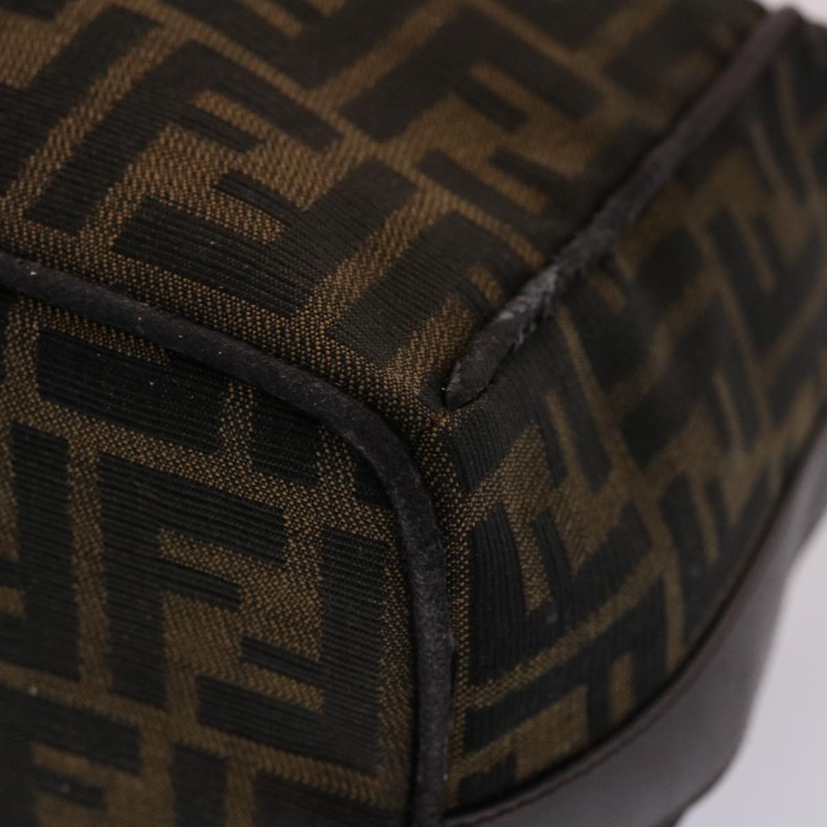 FENDI Zucca Canvas Vanity Hand Bag Nylon Brown Black 48013