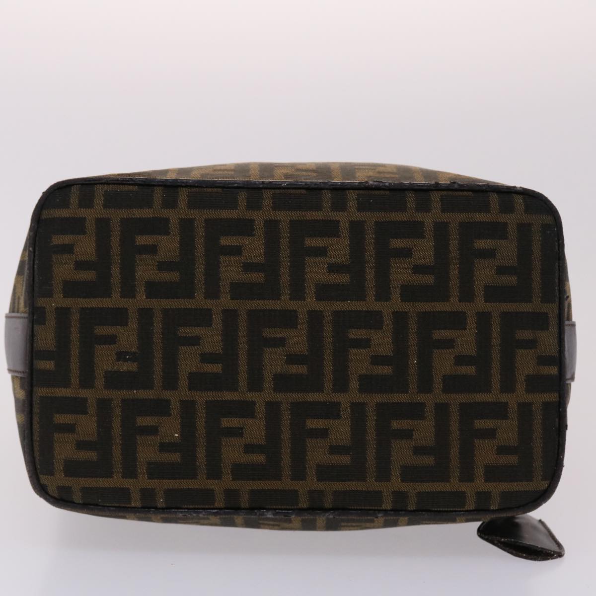 FENDI Zucca Canvas Vanity Hand Bag Nylon Brown Black 48013