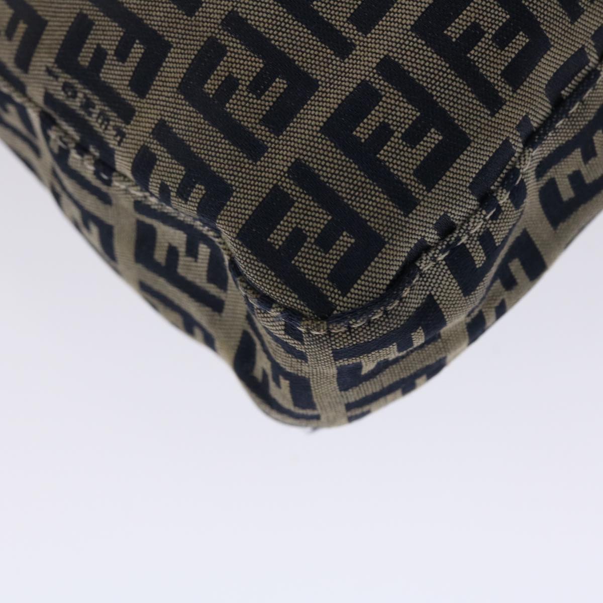 FENDI Zucchino Canvas Mamma Baguette Shoulder Bag Nylon Navy 48016
