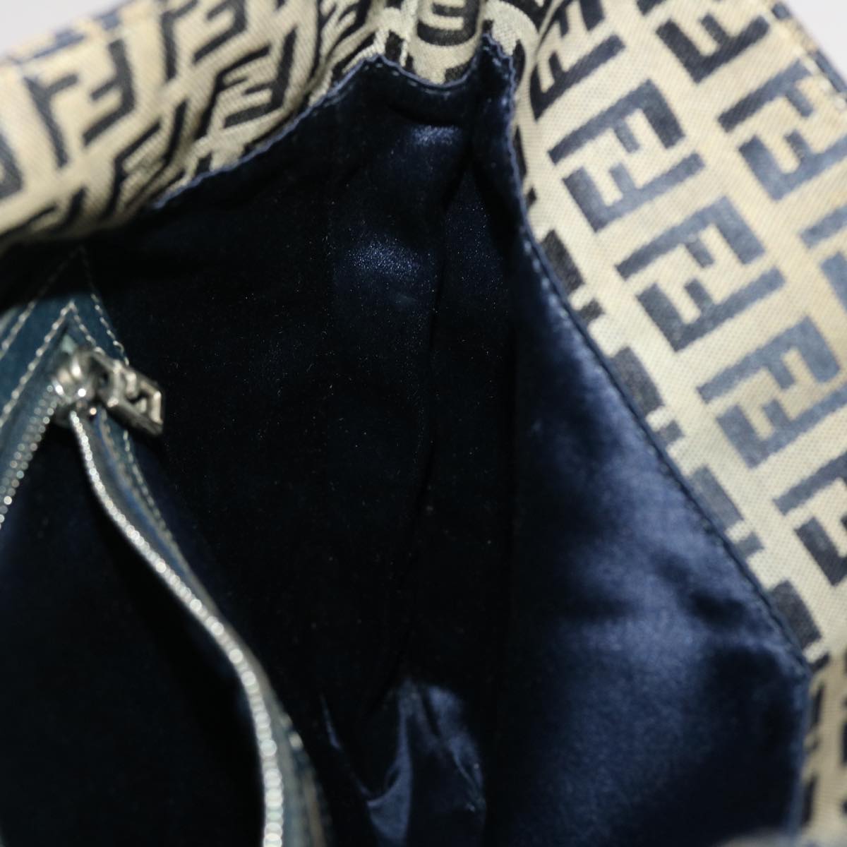 FENDI Zucchino Canvas Mamma Baguette Shoulder Bag Nylon Navy 48016
