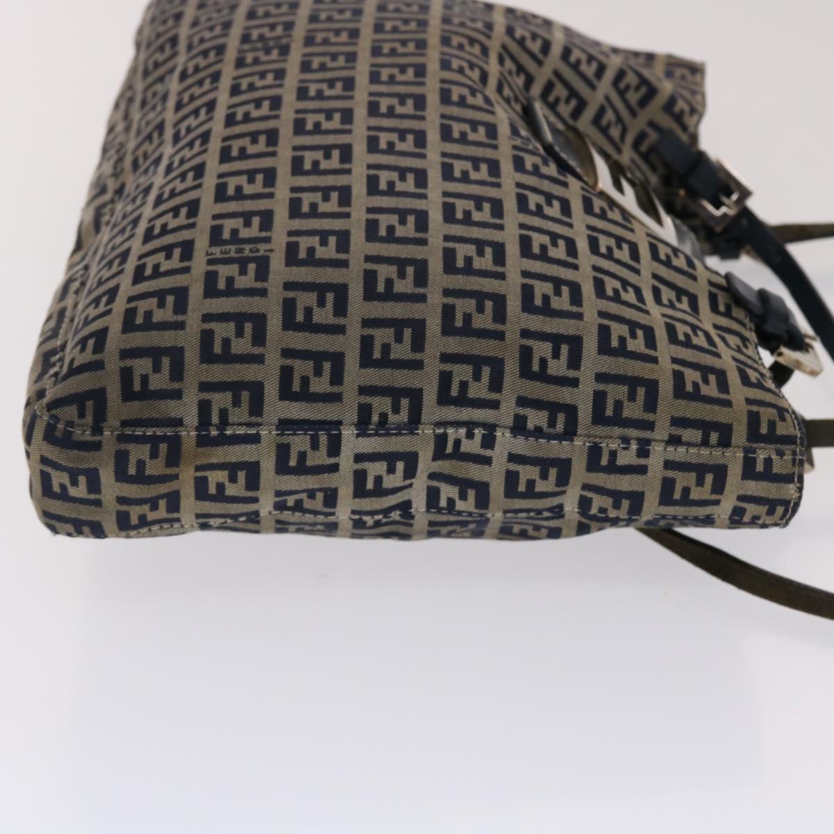 FENDI Zucchino Canvas Mamma Baguette Shoulder Bag Nylon Navy 48016