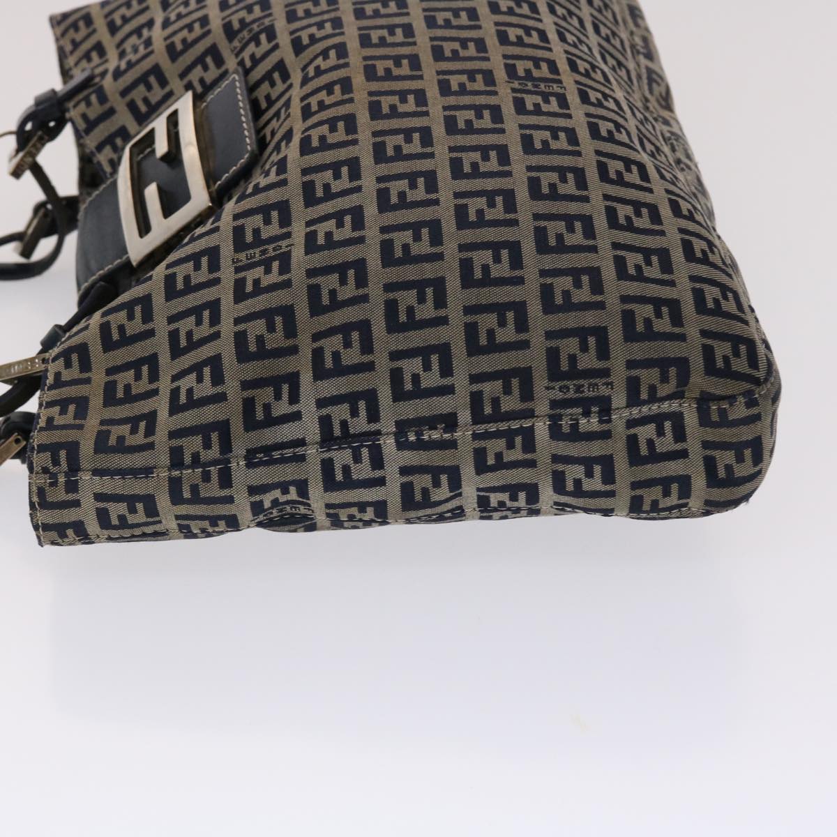 FENDI Zucchino Canvas Mamma Baguette Shoulder Bag Nylon Navy 48016