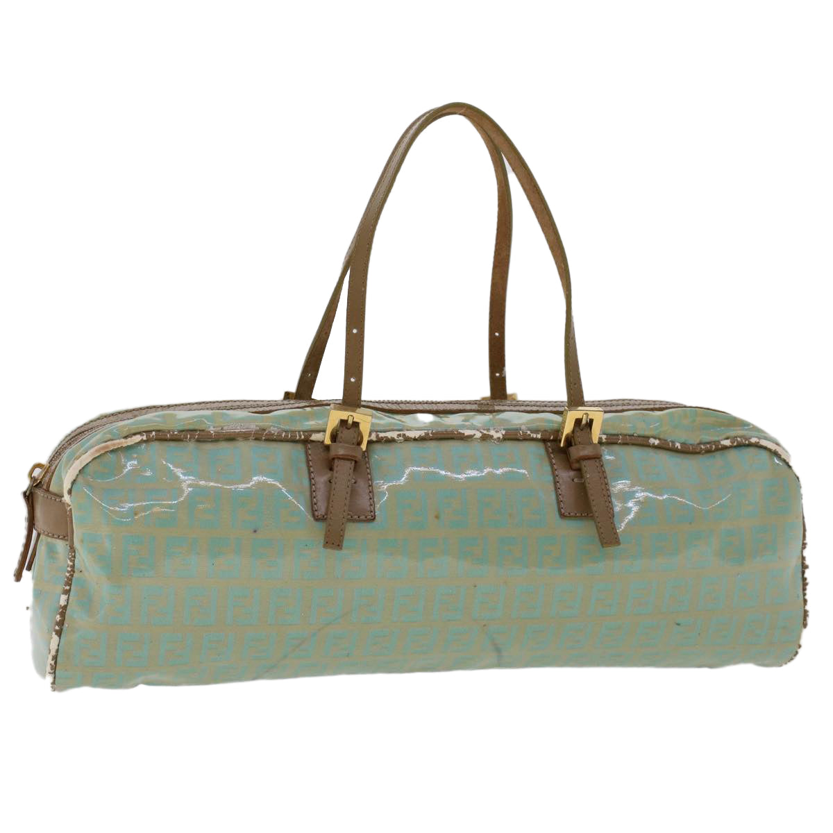 FENDI Zucchino Canvas Hand Bag Coated Canvas Light Blue 48018