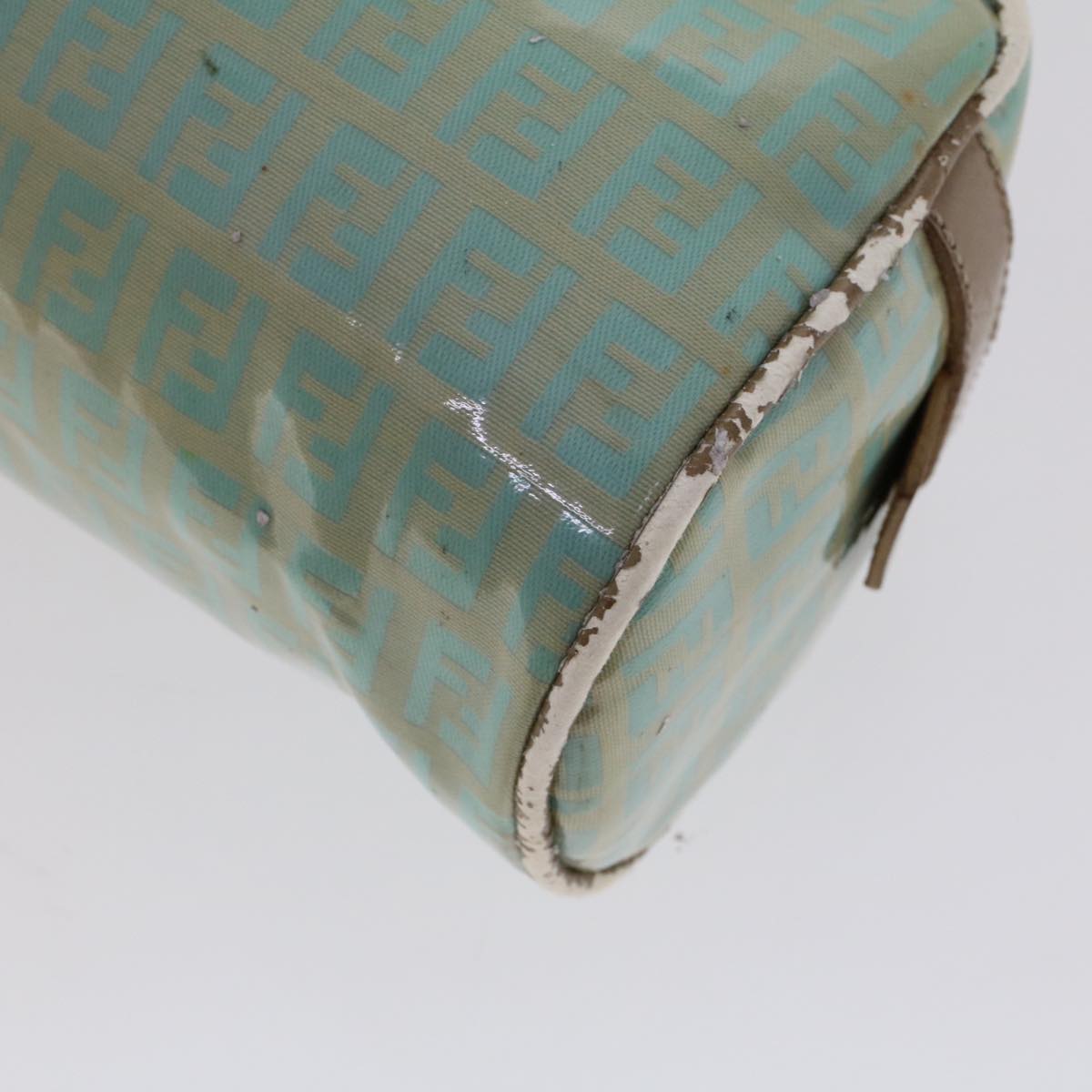 FENDI Zucchino Canvas Hand Bag Coated Canvas Light Blue 48018
