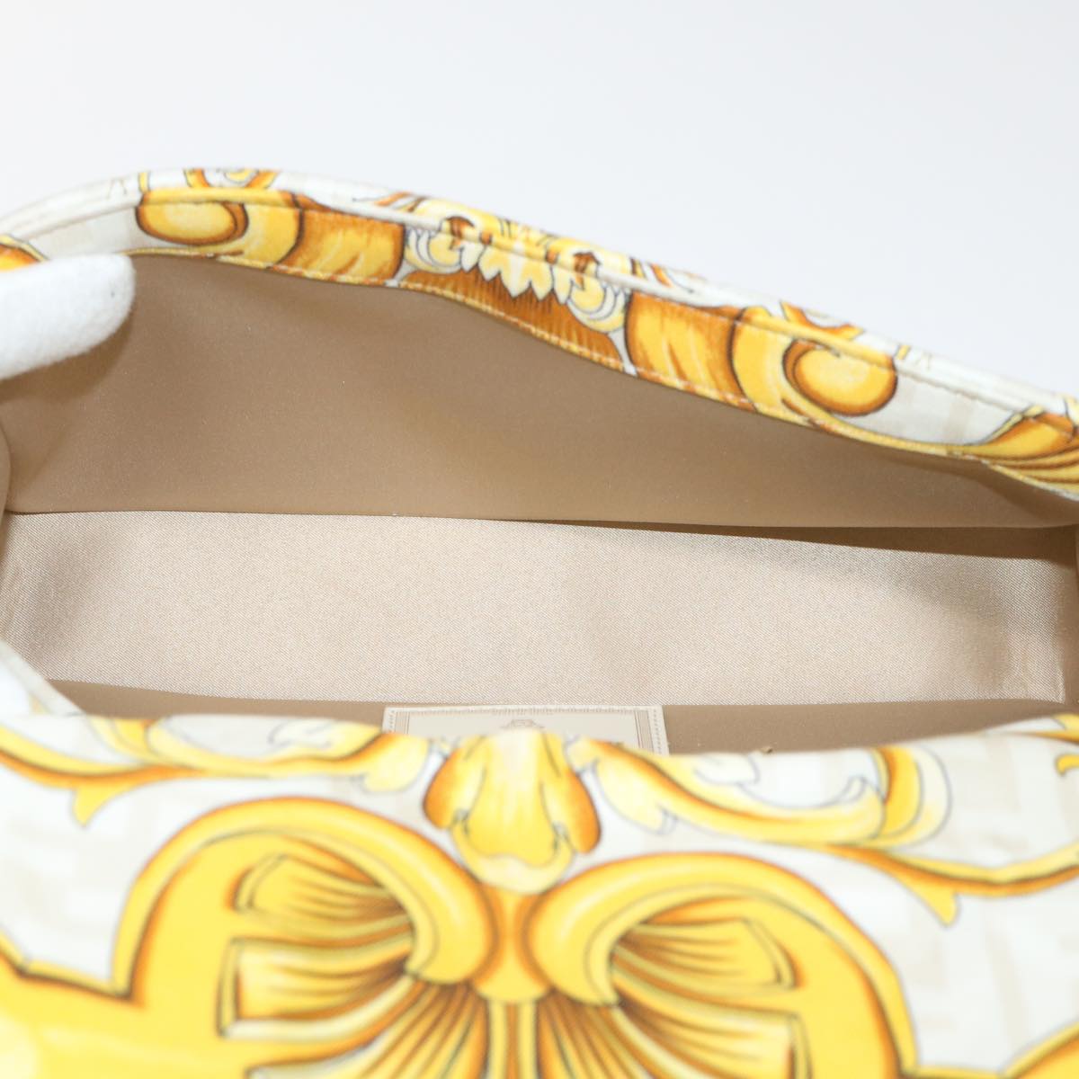 FENDI Baguette Shoulder Bag Polyester 2way White 8BR600 AK2D 48072A