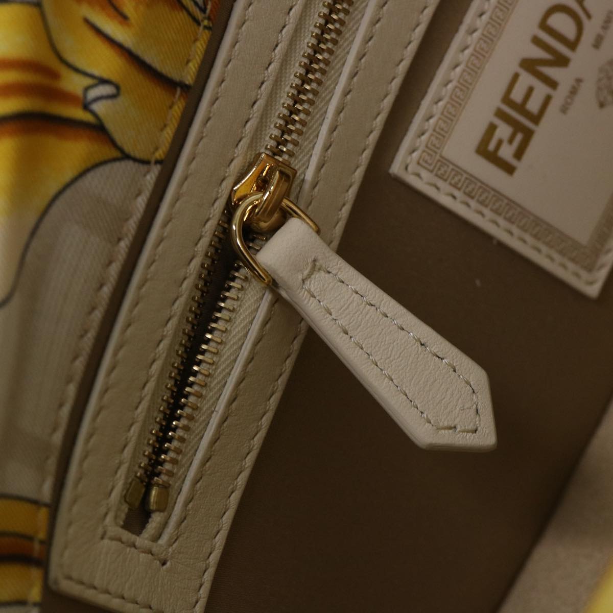 FENDI Baguette Shoulder Bag Polyester 2way White 8BR600 AK2D 48072A