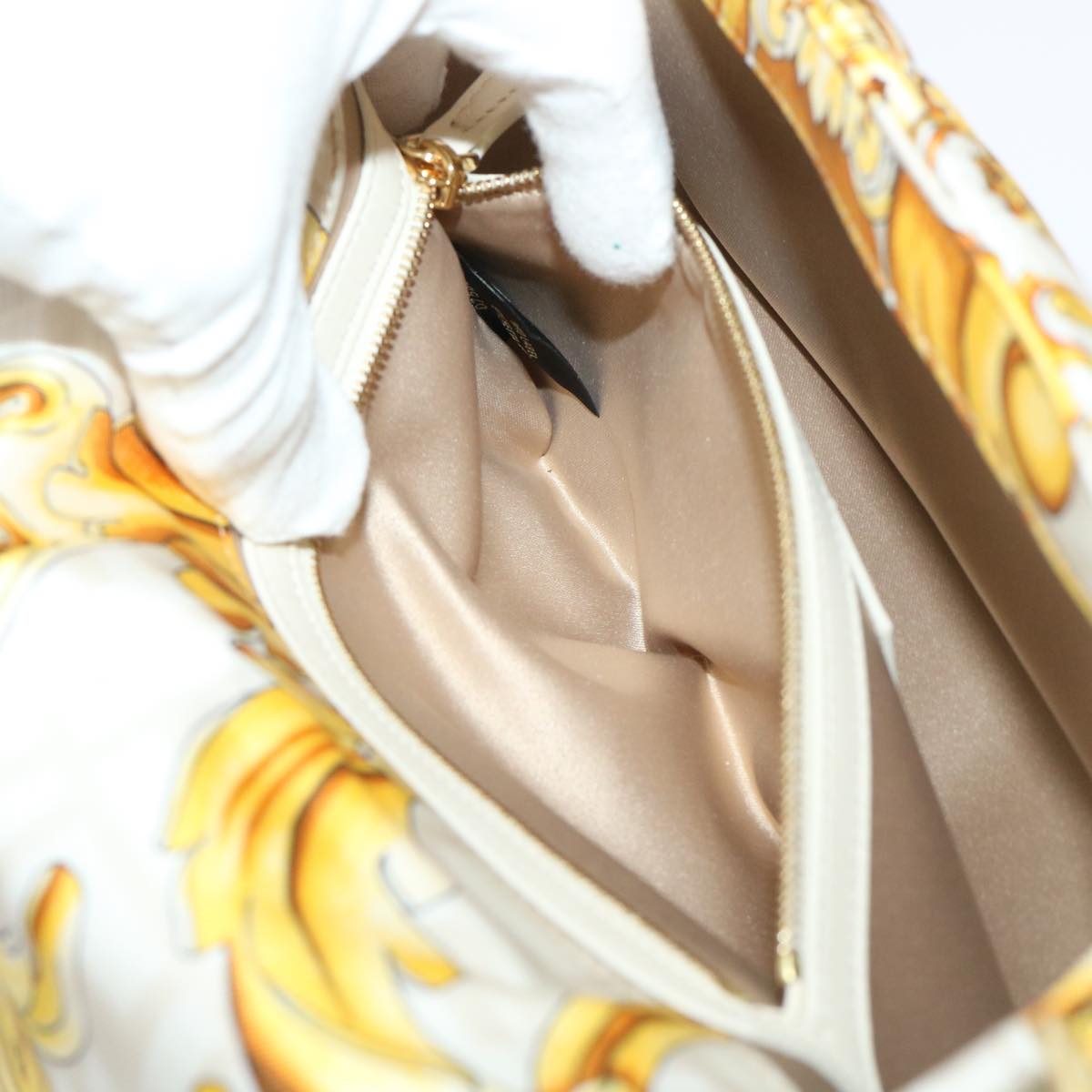 FENDI Baguette Shoulder Bag Polyester 2way White 8BR600 AK2D 48072A