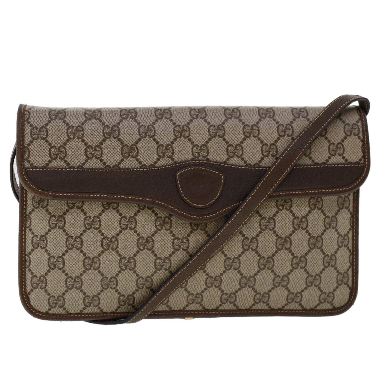 GUCCI GG Canvas Shoulder Bag PVC Leather Beige 48119