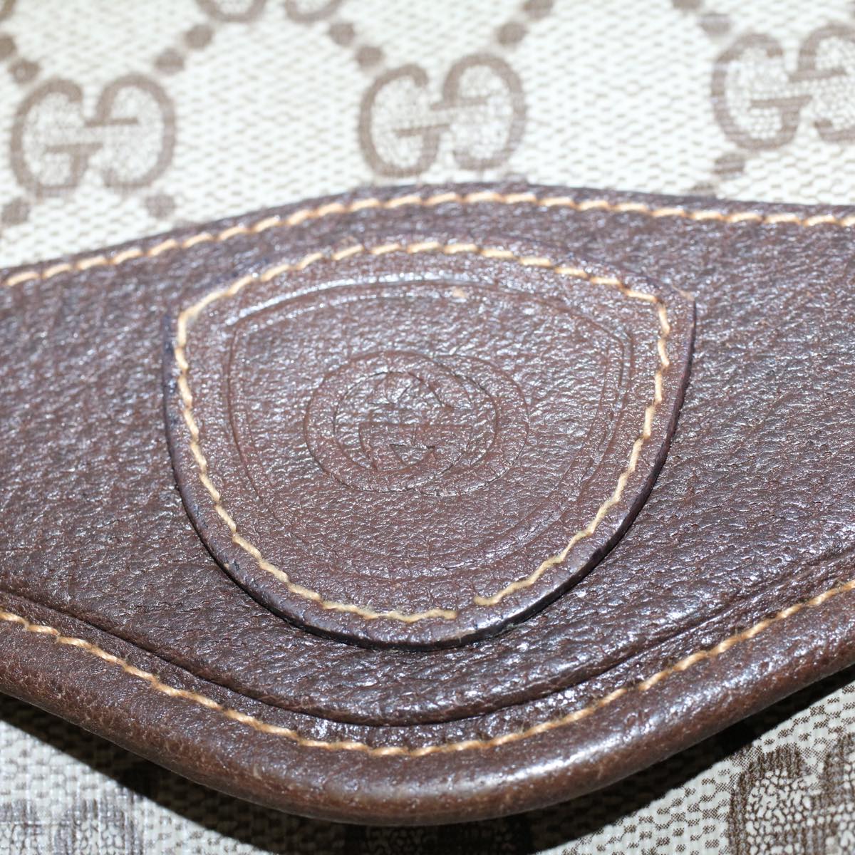GUCCI GG Canvas Shoulder Bag PVC Leather Beige 48119