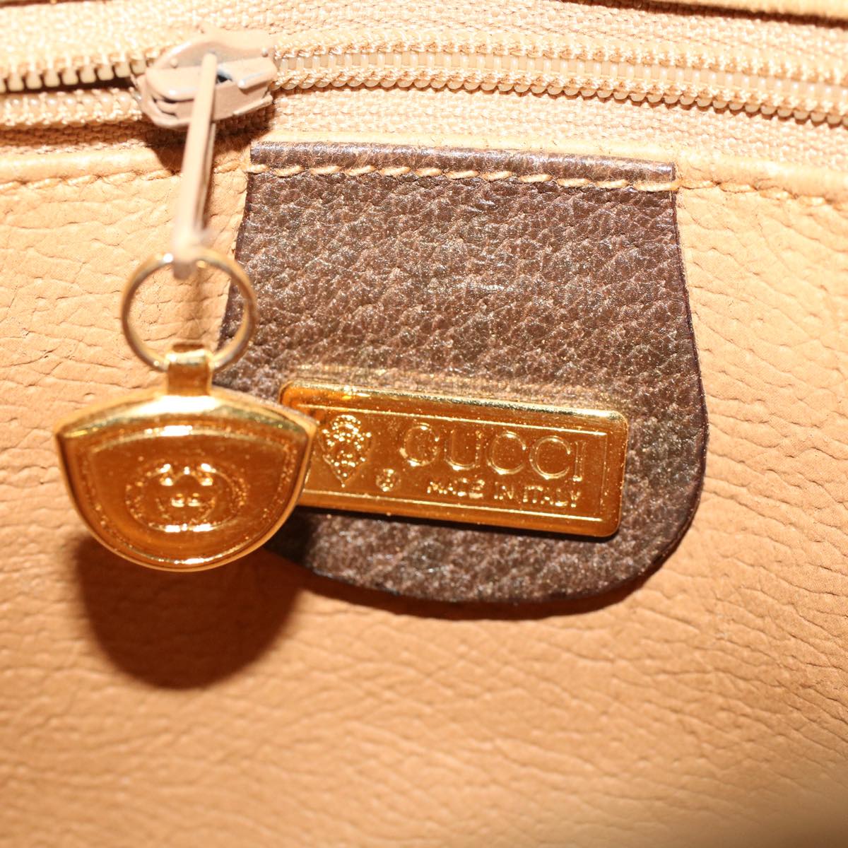 GUCCI GG Canvas Shoulder Bag PVC Leather Beige 48119