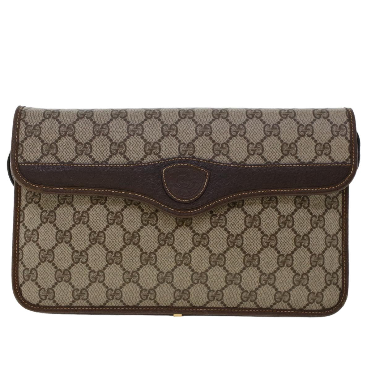 GUCCI GG Canvas Shoulder Bag PVC Leather Beige 48119