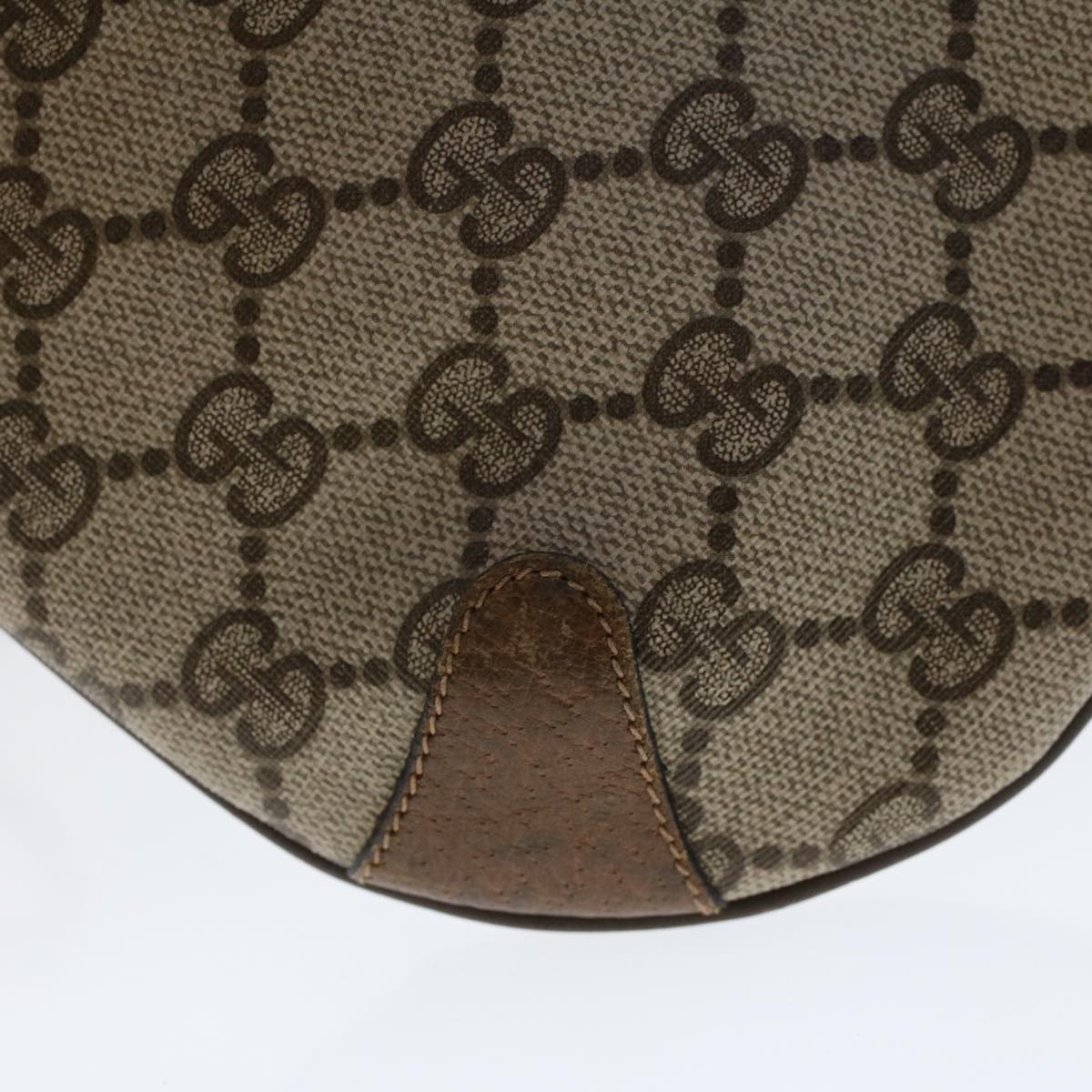 GUCCI GG Canvas Web Sherry Line Shoulder Bag PVC Leather Beige Green 48122
