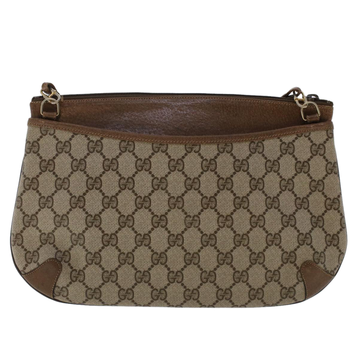 GUCCI GG Canvas Web Sherry Line Shoulder Bag PVC Leather Beige Green 48122
