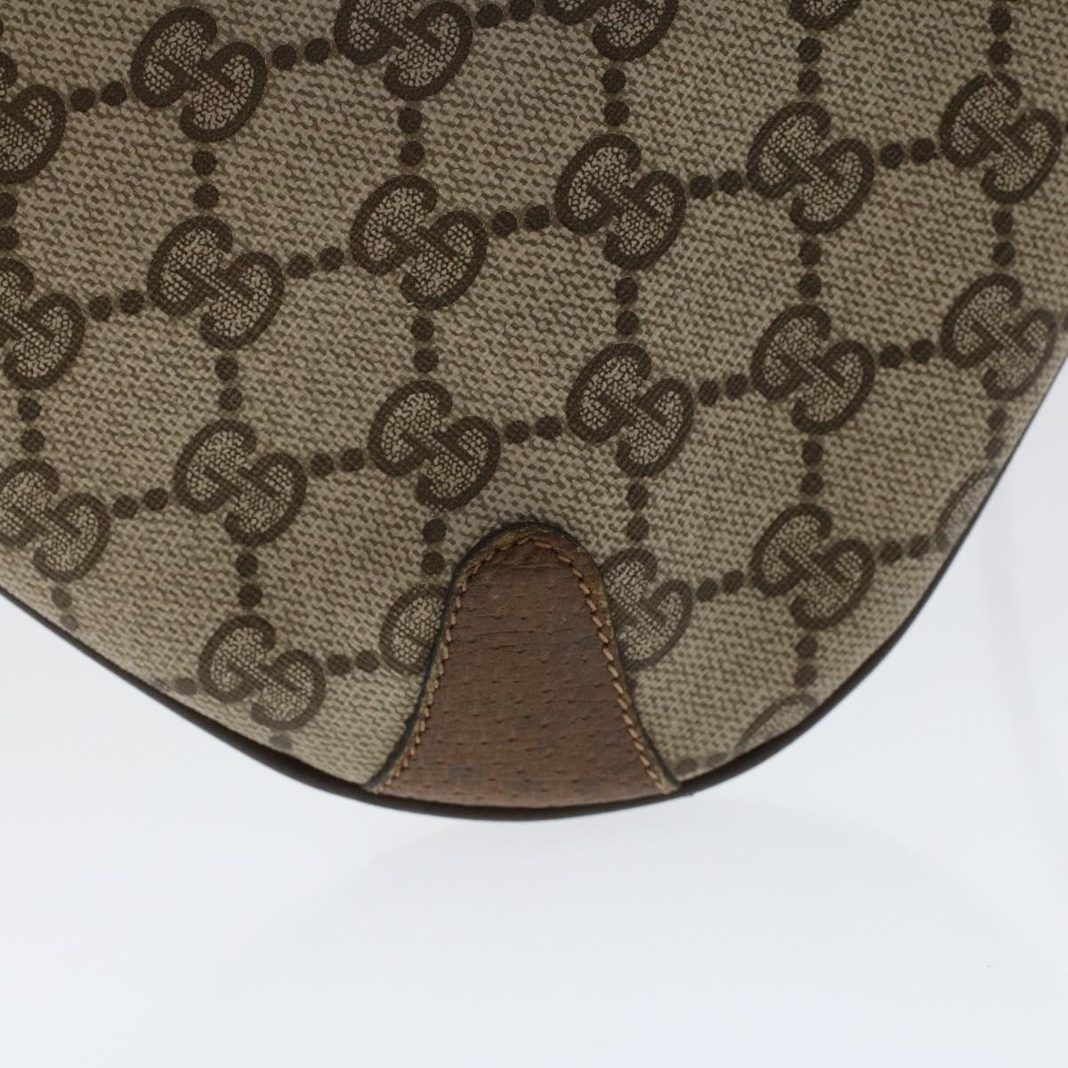 GUCCI GG Canvas Web Sherry Line Shoulder Bag PVC Leather Beige Green 48122