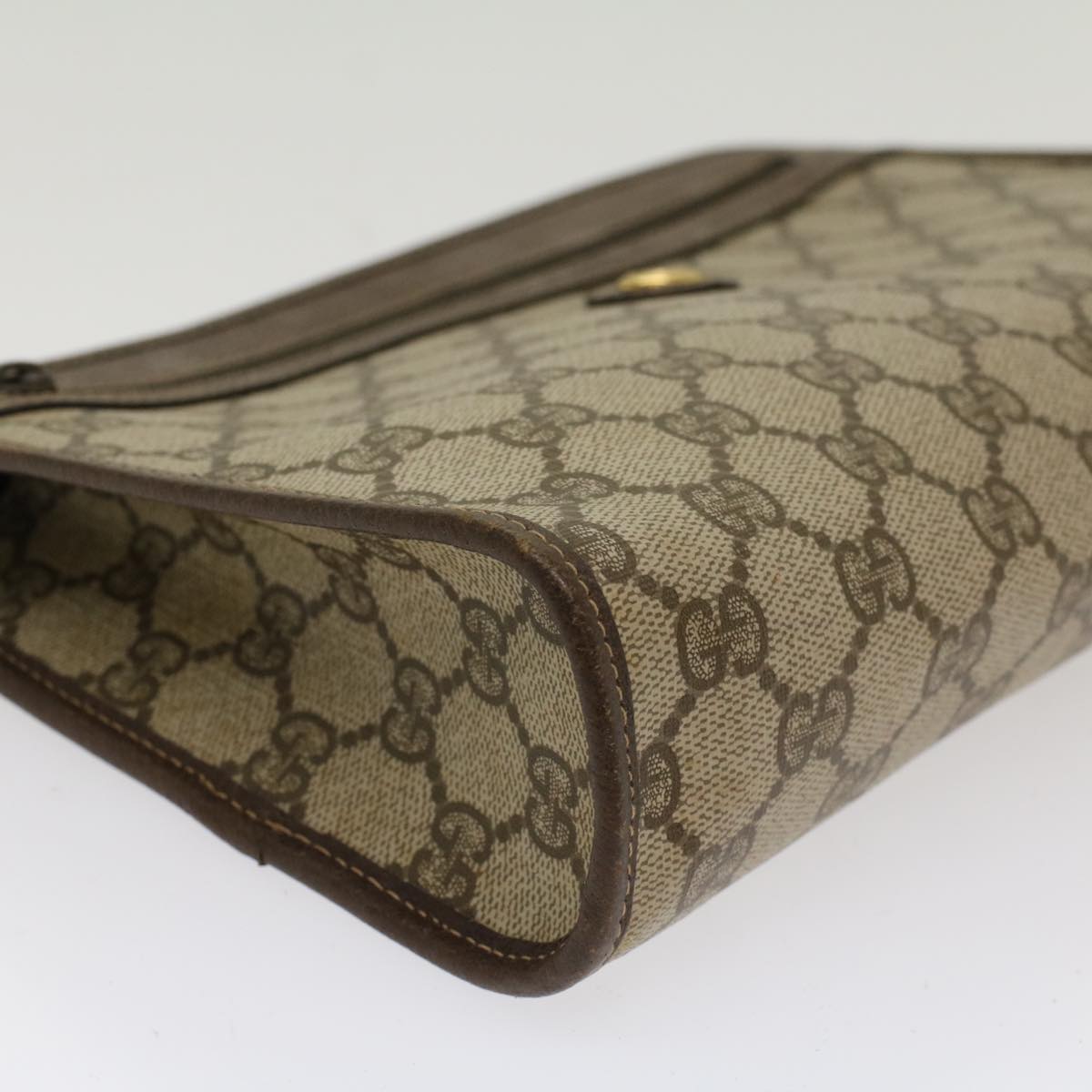 GUCCI GG Canvas Clutch Bag PVC Leather Beige 97.01.037 48147