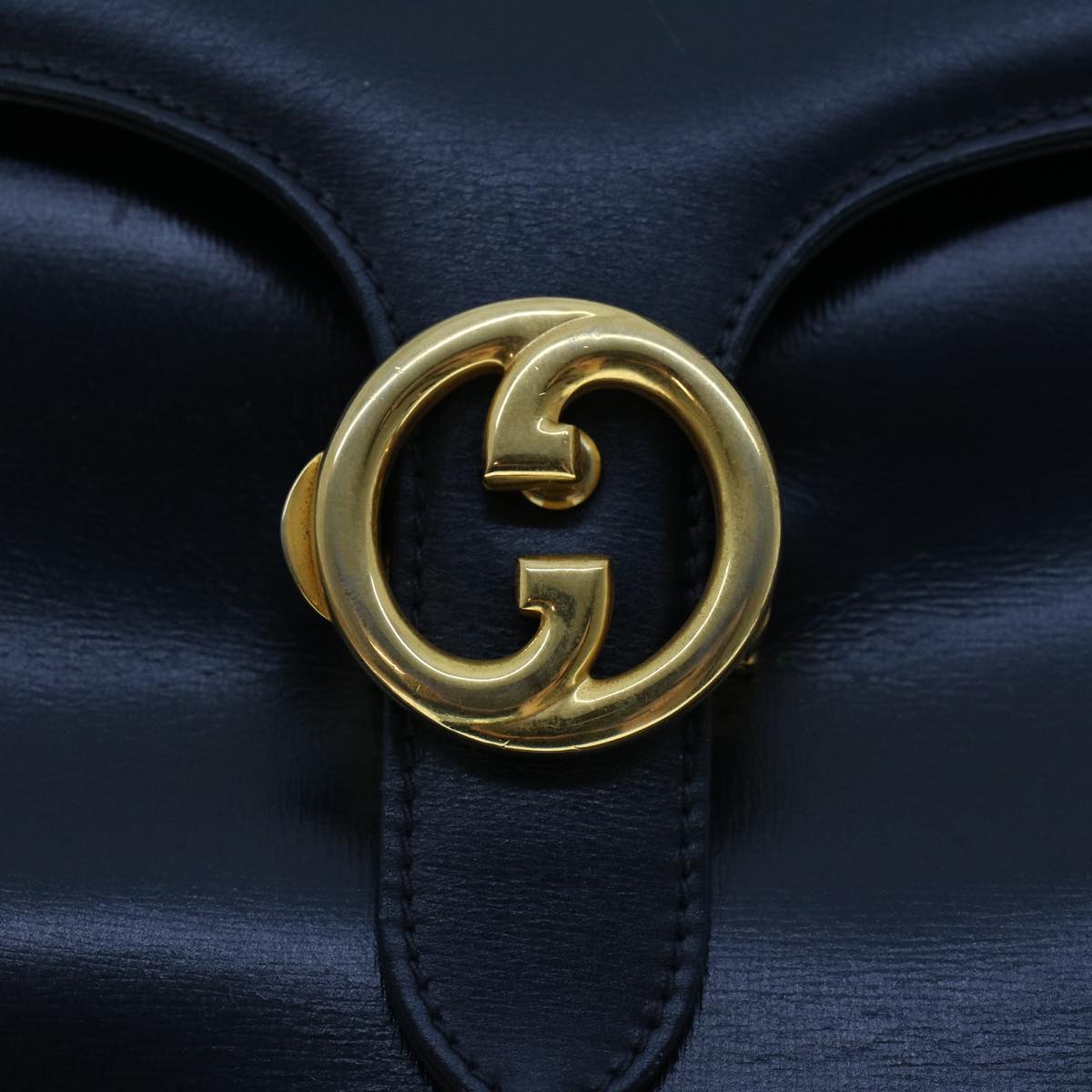 GUCCI Interlocking Hand Bag Leather Navy 48149