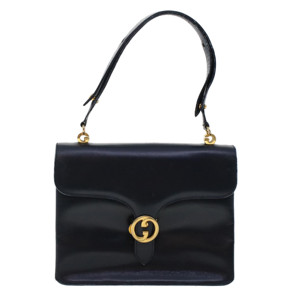 GUCCI Interlocking Hand Bag Leather Navy 48149