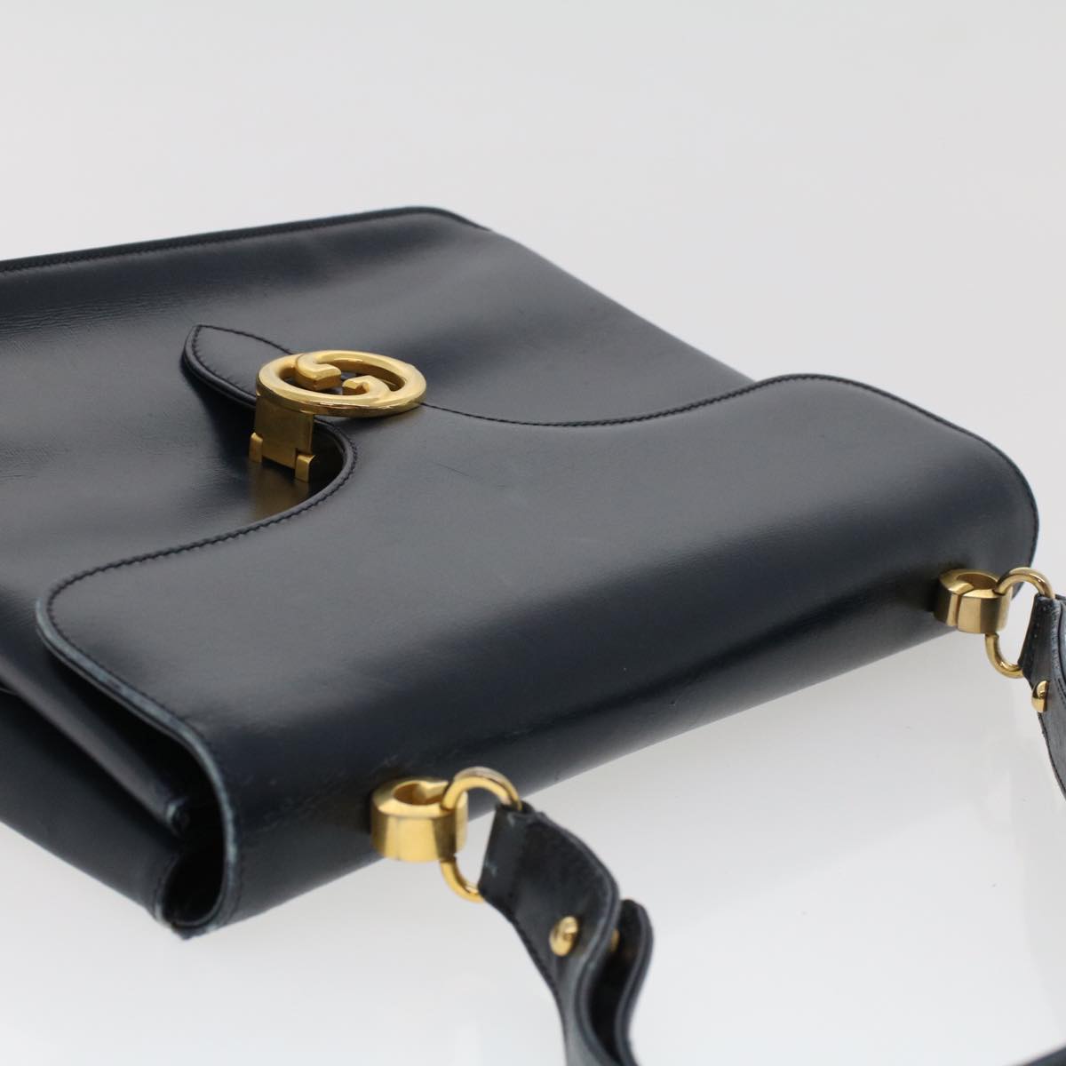 GUCCI Interlocking Hand Bag Leather Navy 48149
