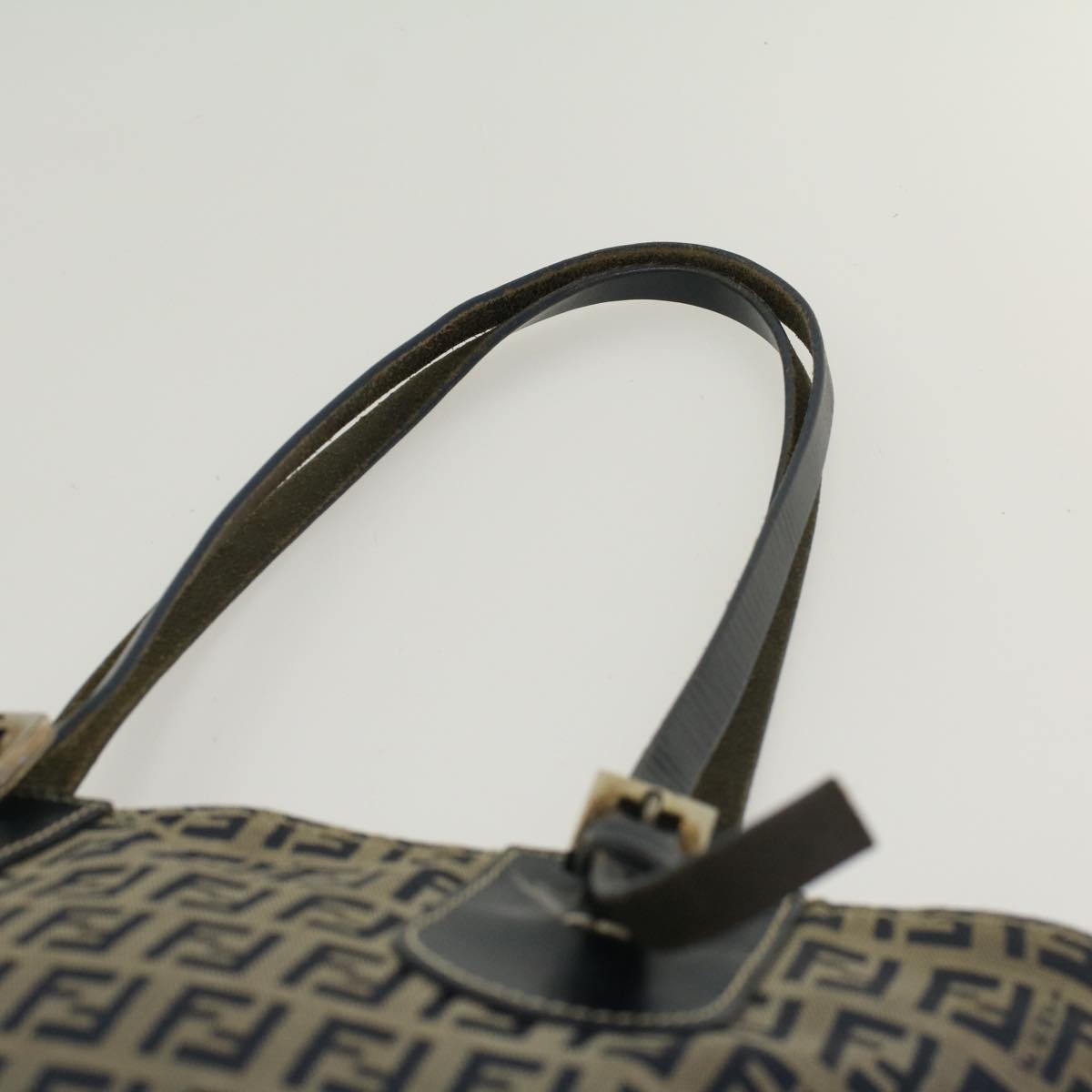 FENDI Zucchino Canvas Shoulder Bag Nylon Navy 48160