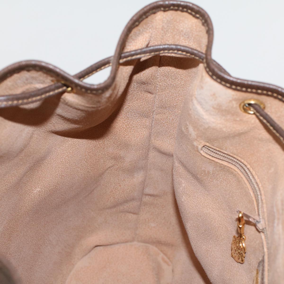 GUCCI GG Canvas Web Sherry Line Shoulder Bag PVC Leather Beige Green 48163