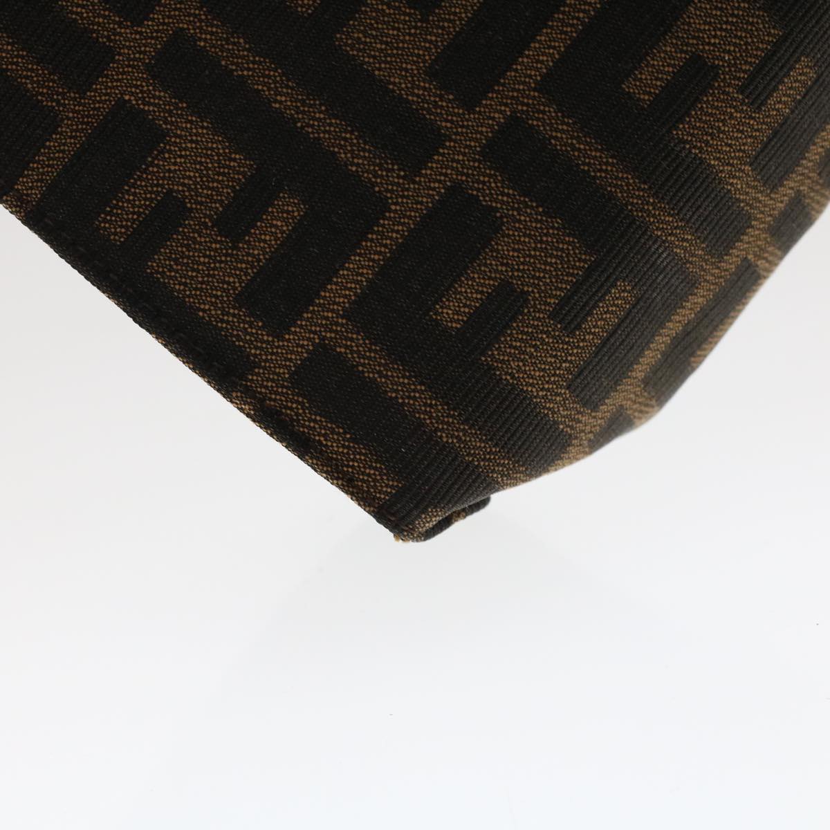 FENDI Zucca Canvas Clutch Bag Nylon Brown Black 48211