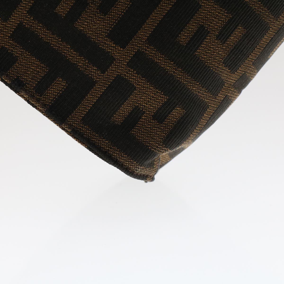FENDI Zucca Canvas Clutch Bag Nylon Brown Black 48211