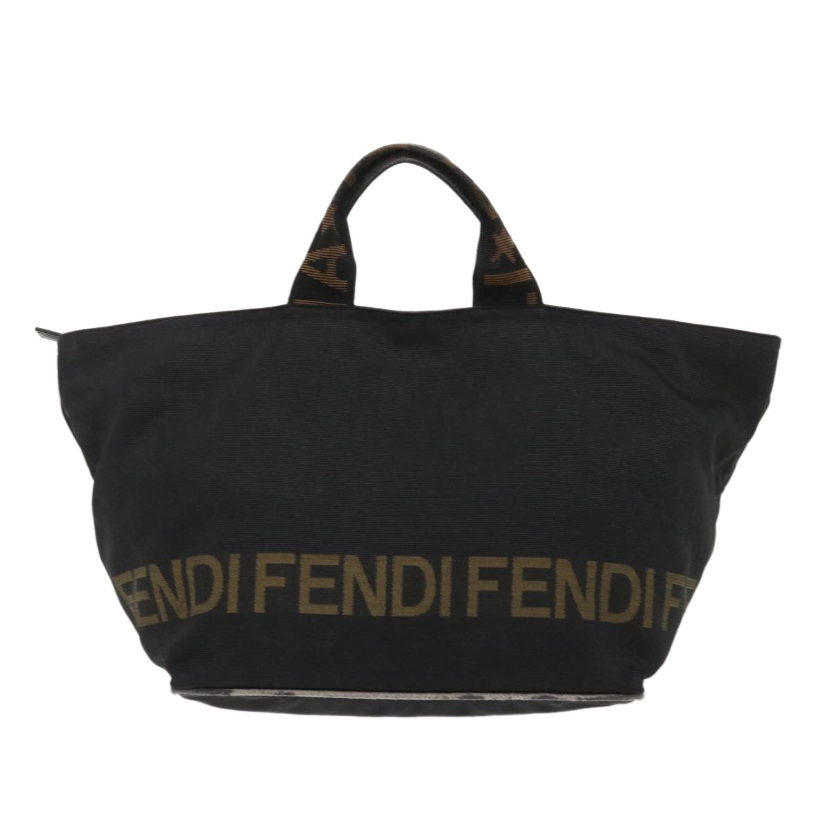 FENDI Hand Bag Nylon Black Brown 48222
