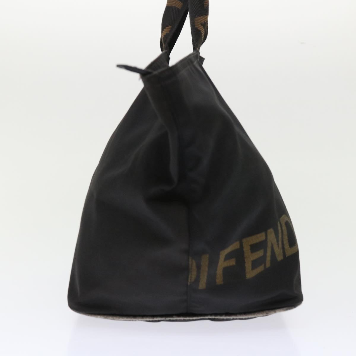 FENDI Hand Bag Nylon Black Brown 48222