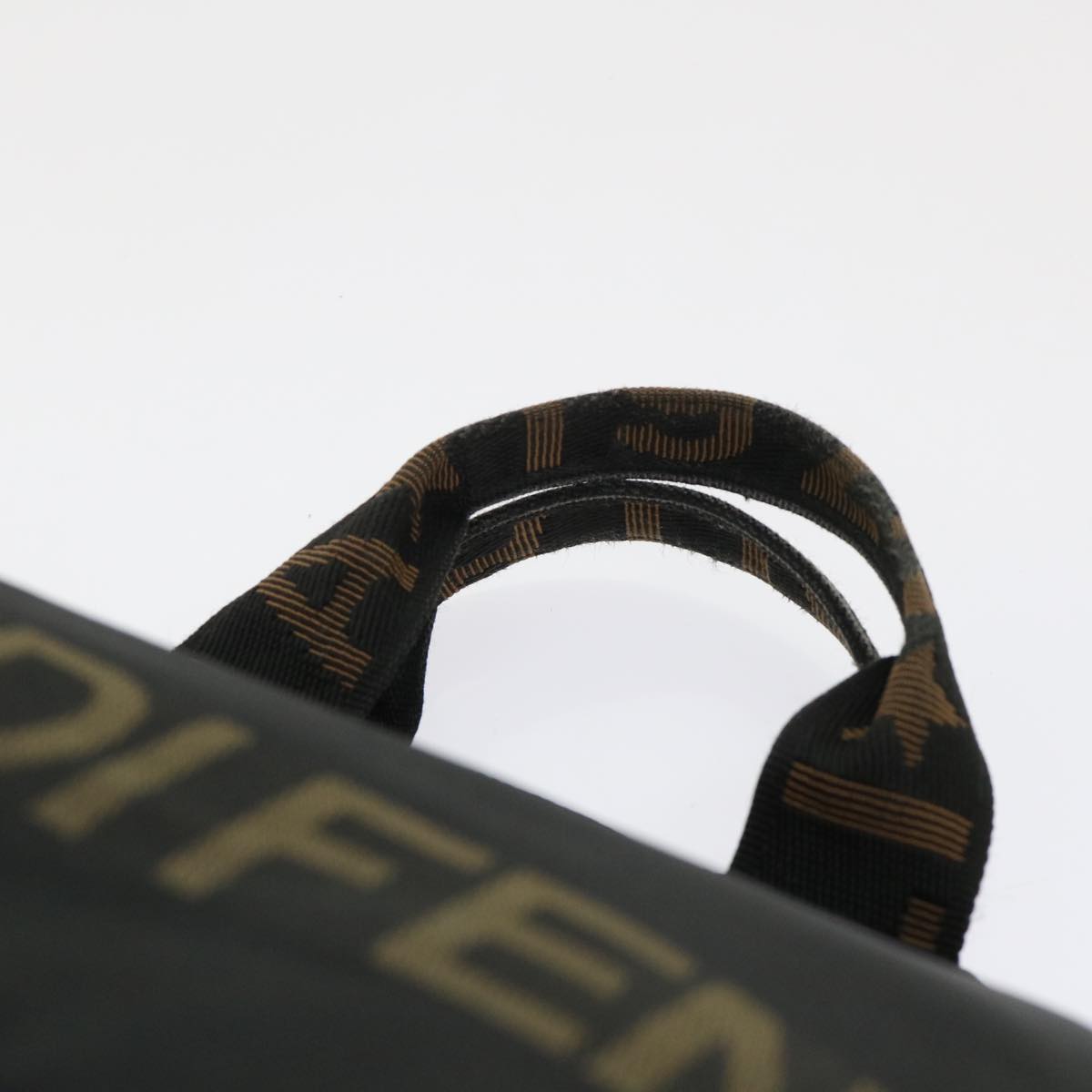 FENDI Hand Bag Nylon Black Brown 48222