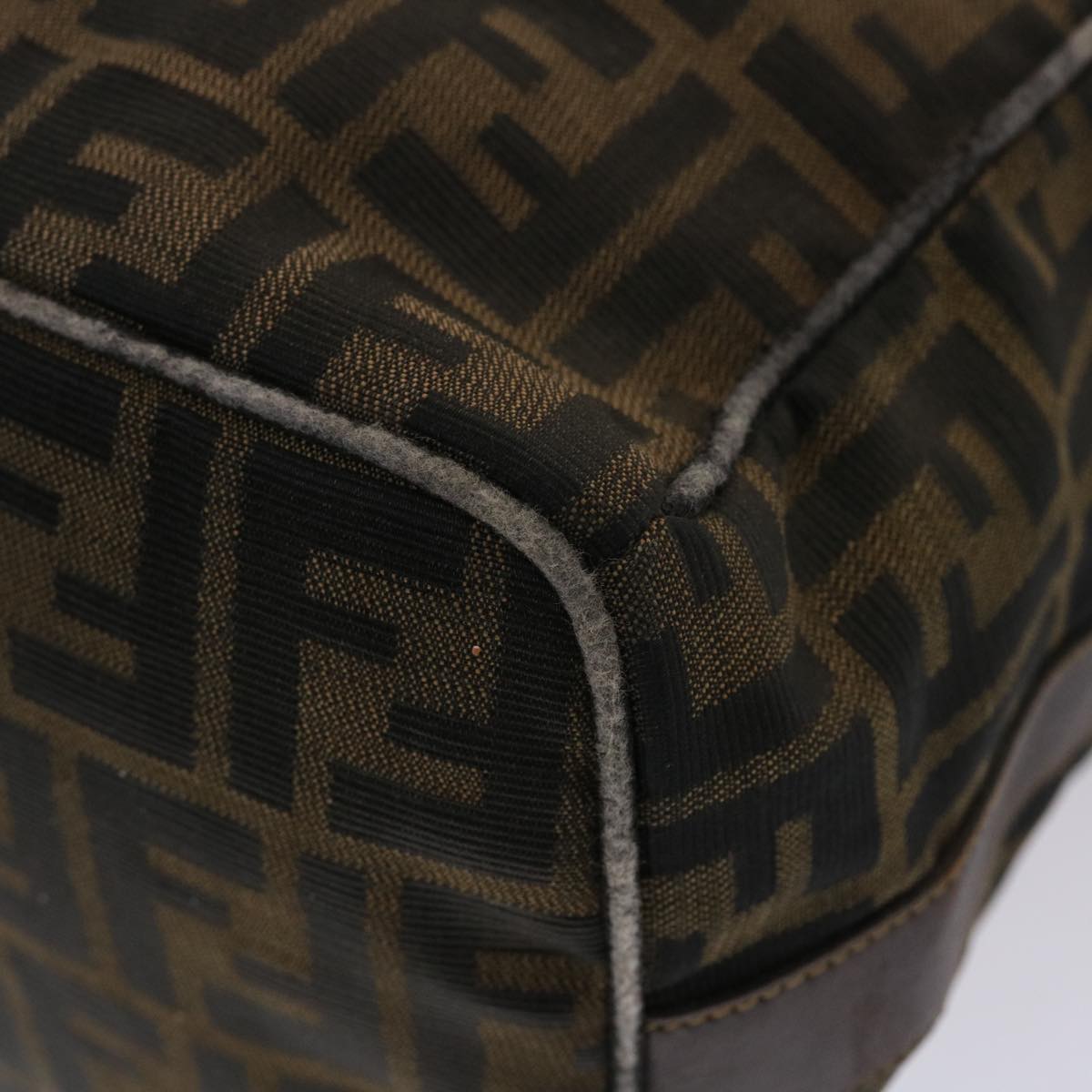 FENDI Zucca Canvas Hand Bag Nylon Brown Black 48233
