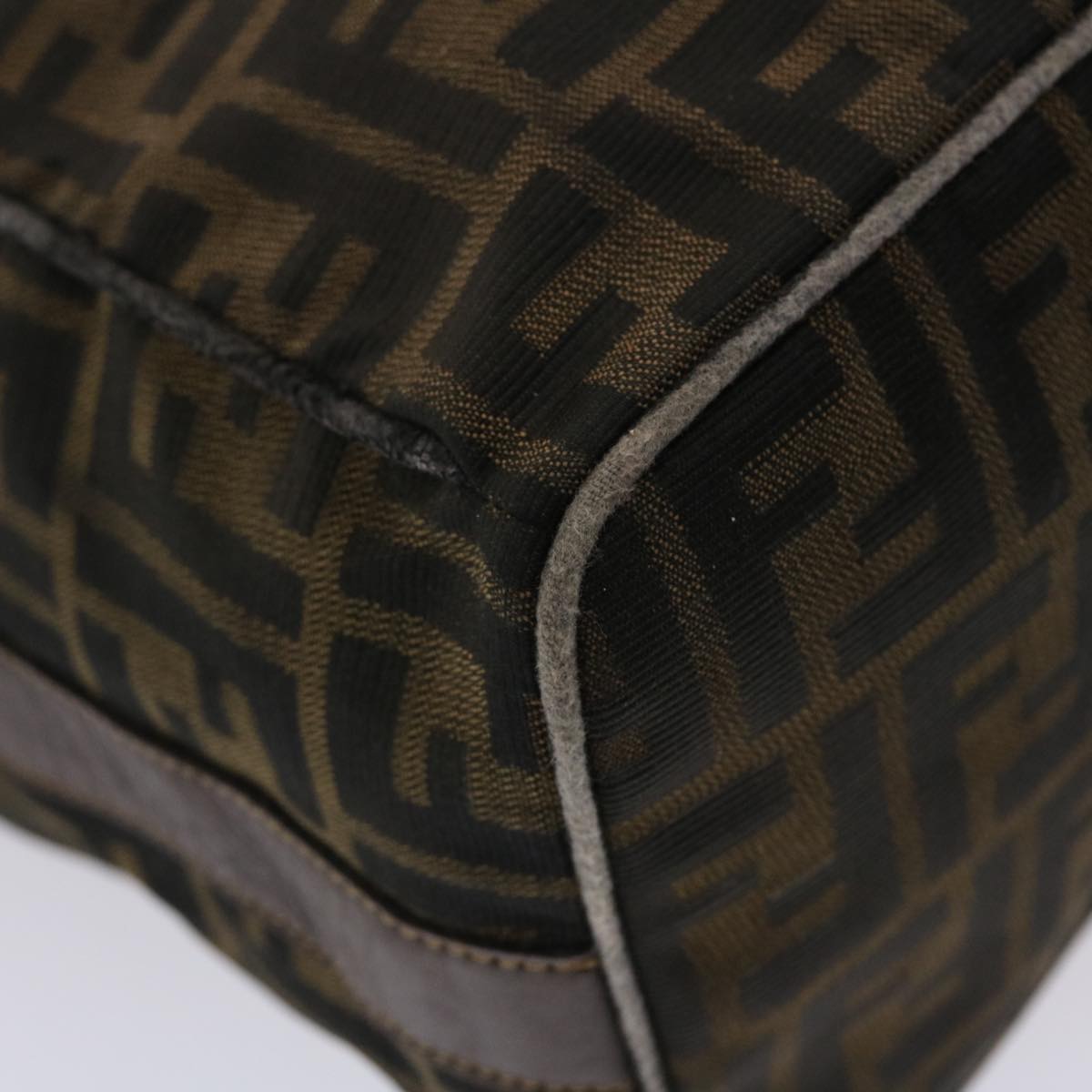 FENDI Zucca Canvas Hand Bag Nylon Brown Black 48233