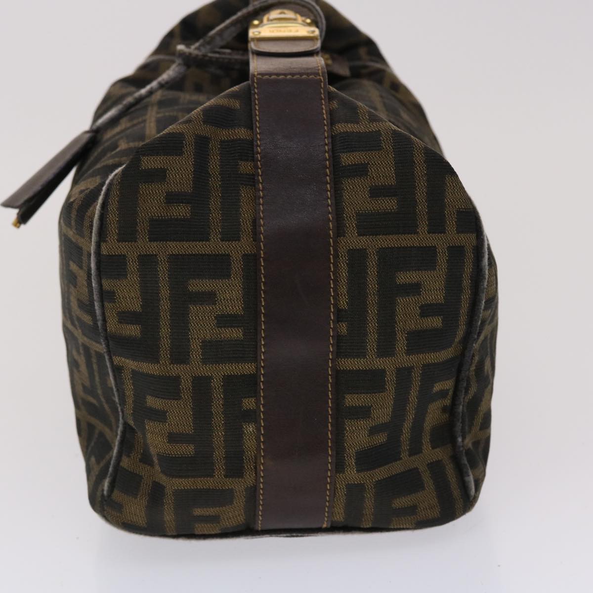 FENDI Zucca Canvas Hand Bag Nylon Brown Black 48233