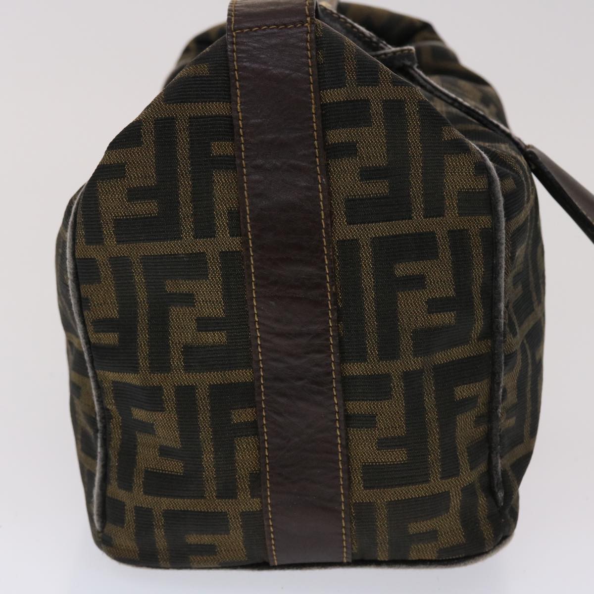 FENDI Zucca Canvas Hand Bag Nylon Brown Black 48233
