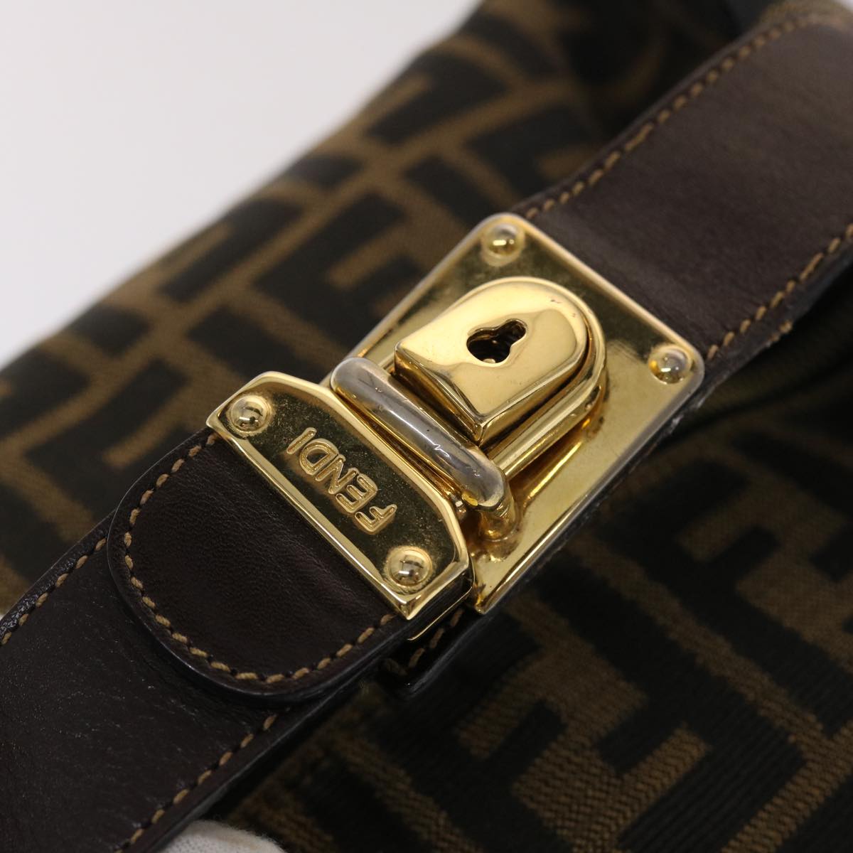 FENDI Zucca Canvas Hand Bag Leather Black Brown 48281