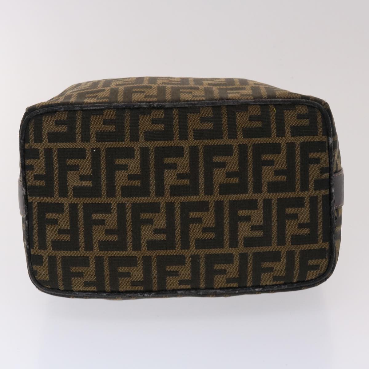 FENDI Zucca Canvas Hand Bag Leather Black Brown 48281