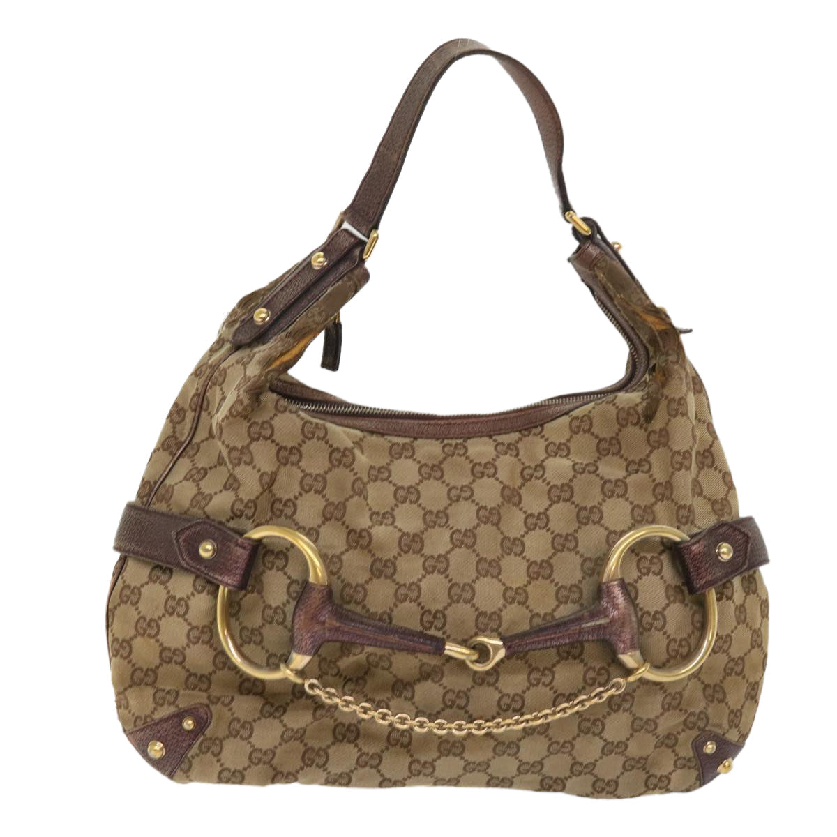 GUCCI GG Canvas Shoulder Bag Leather 2Set Beige 48359