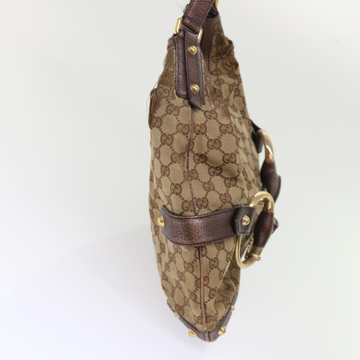 GUCCI GG Canvas Shoulder Bag Leather 2Set Beige 48359