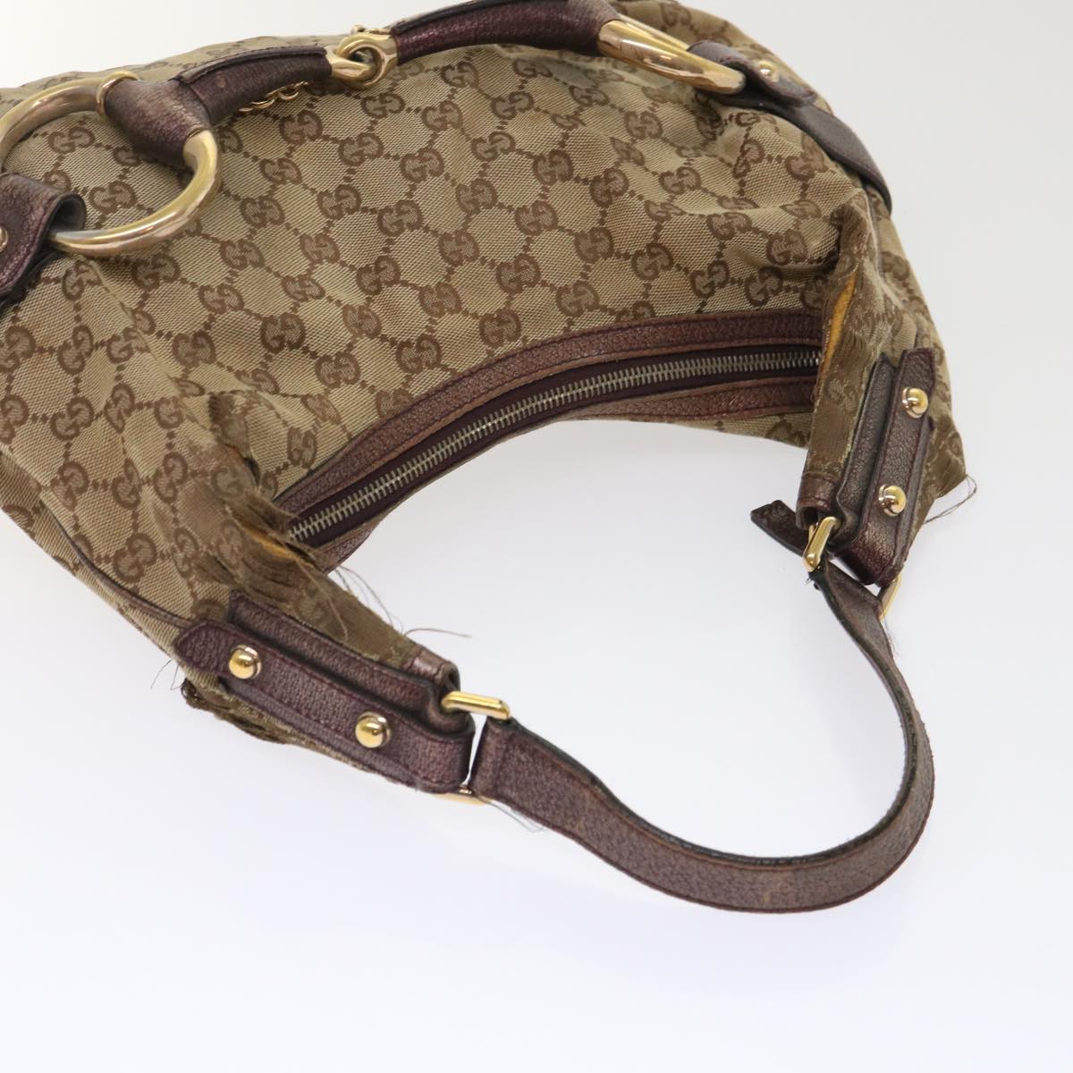 GUCCI GG Canvas Shoulder Bag Leather 2Set Beige 48359