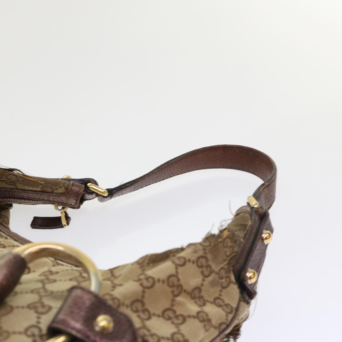 GUCCI GG Canvas Shoulder Bag Leather 2Set Beige 48359